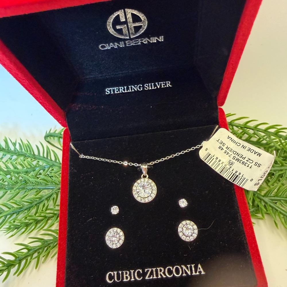 Giani Bernini Sterling Silver Cubic Zirconia Necklace Set - Picture 3 of 7